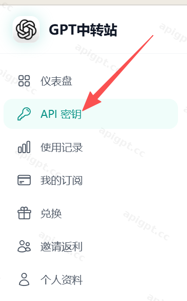 进入 API 密钥页面