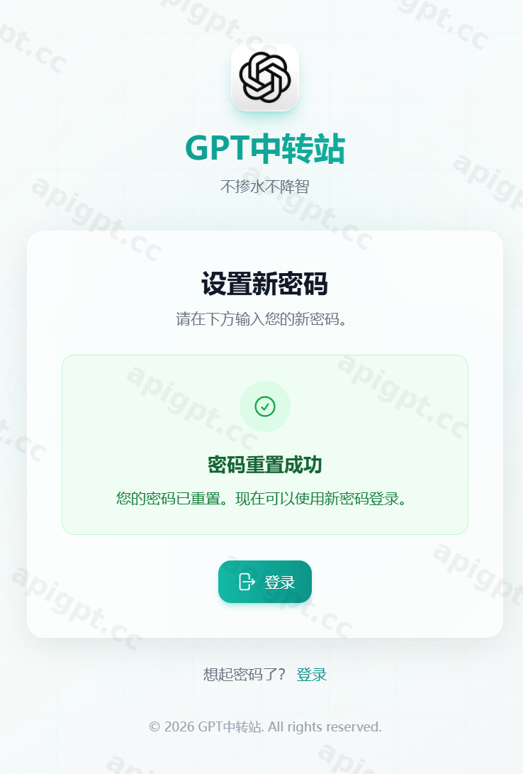 密码重置成功