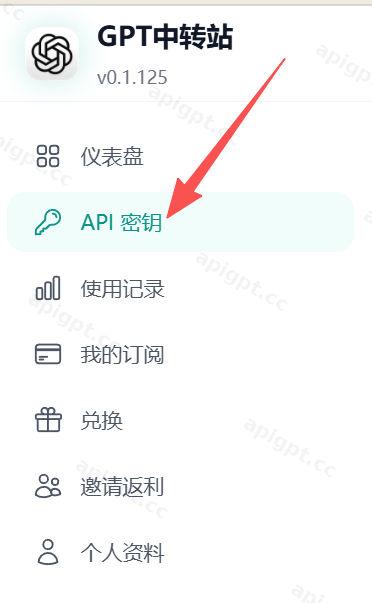 进入 API 密钥页面